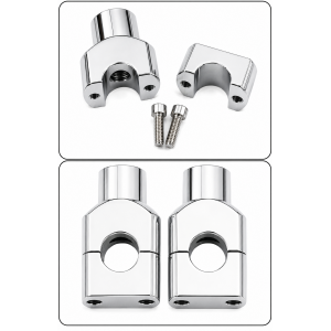 Set Înălțătoare Ghidon Moto 25mm 1", Aluminiu Crom, pentru Harley, Yamaha, Honda, Suzuki, Kawasaki, 2 Buc ZGQ-004-25MM  Supor...