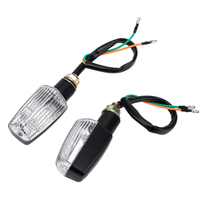 SEMNALIZARE BEC SET 2 BUCATI LAMPA - CORNER LIGHTS W/BULB, NEGTRU GEAM TRANSPARENT UOJED Lampa Semnalizare Moto Bec Universal...