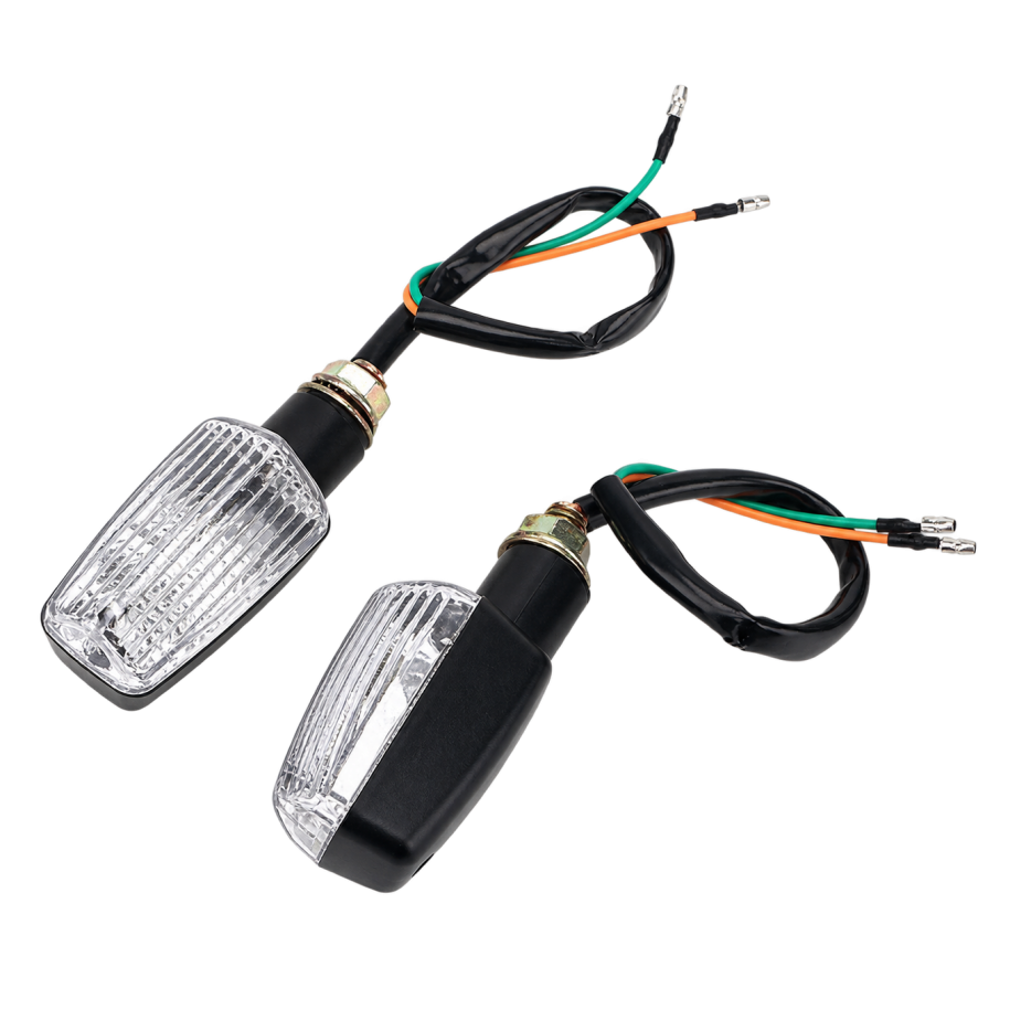 SEMNALIZARE BEC SET 2 BUCATI LAMPA - CORNER LIGHTS W/BULB, NEGTRU GEAM TRANSPARENT 07KQF Lampa Semnalizare Moto Bec Universal...