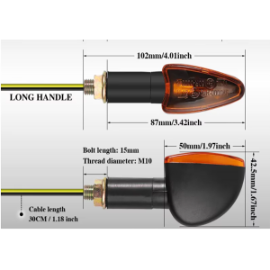 SEMNALIZARE BEC OMOLOGAT BRAT LUNG SET 2 BUCATI LAMPA - CORNER LIGHTS W/BULB, BLACK COLOUR AMBER LENS
