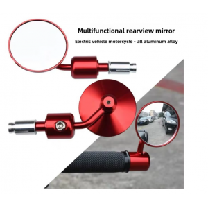 Set 2 Oglinzi Moto Bar End Rotunde Aluminiu Rosu Universale