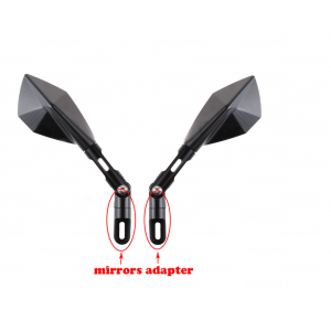 Set 2 Oglinzi Retrovizoare Moto Sport cu Adaptoare CNC Honda Yamaha Kawasaki BMW Negru SFPJ008  Oglinzi Retrovizoare Universa...