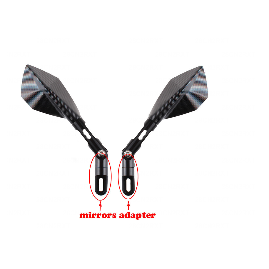Set 2 Oglinzi Retrovizoare Moto Sport cu Adaptoare CNC Honda Yamaha Kawasaki BMW Negru SFPJ008  Oglinzi Retrovizoare Universa...