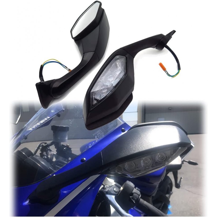 Set Oglinzi Retrovizoare cu Semnalizare LED Yamaha YZF-R1 2015-2019 YZF-R6 2017-2020 Negru MT252-031  Oglinzi Retrovizoare De...