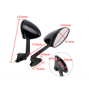 Set Oglinzi Retrovizoare Kawasaki ZZR1400 ZX-14 ZX-14R Ninja 2006-2025 Negru MT328-GBK  Oglinzi Retrovizoare Dedicat 399,00 l...